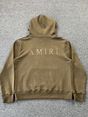 💥NWT AMIRI Men's Tan AMIRI M.A. Logo Embroidered Hoodie Brown💥